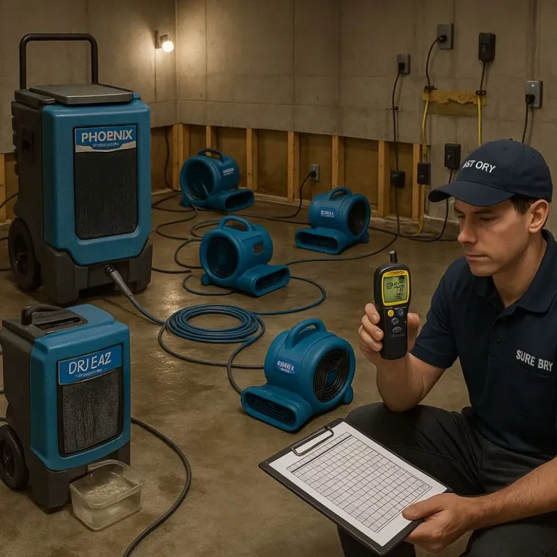 Structural Drying and Dehumidification process in Mansfield City, CT